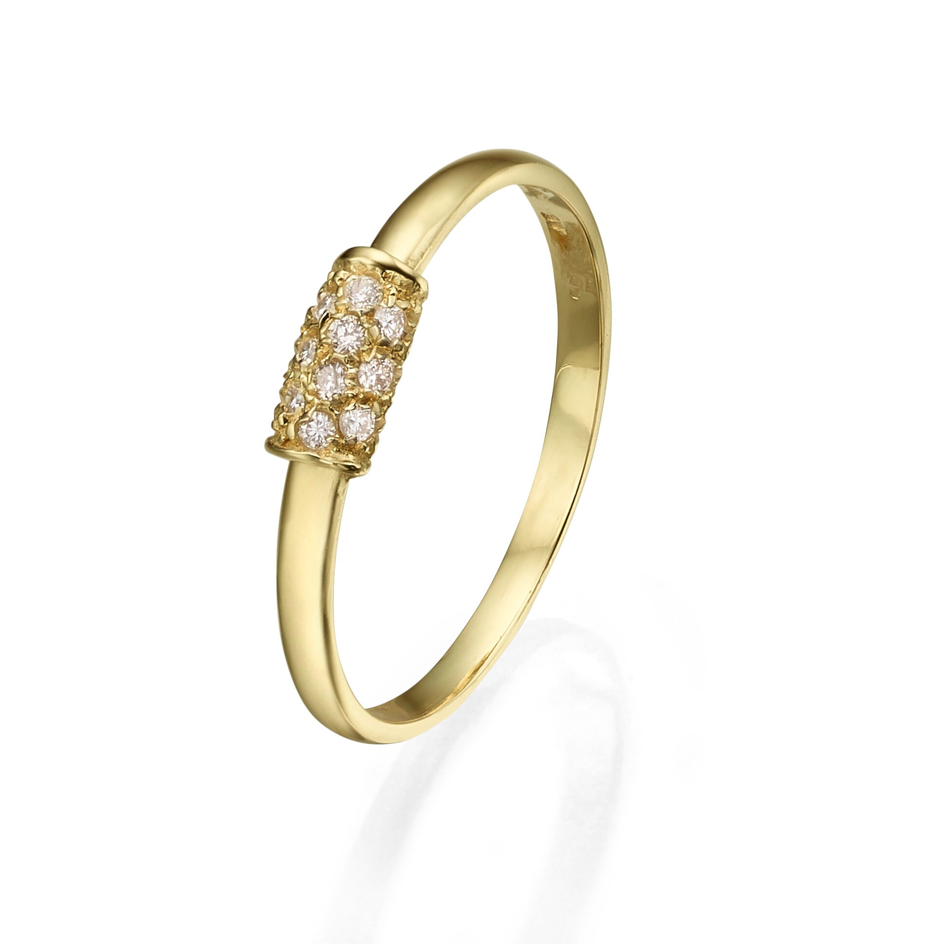 14K Gold Thin Ring Dainty Ring for Women Boho Diamonds Ring Etsy