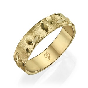 14k Gold Leaf Wedding Ring, Classic Wedding Ring, Timeless Wedding Band For Women, Gold Nature Ring, Bride Wedding Ring