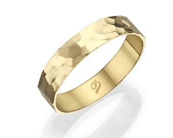 14k Gold Wedding Hammered Ring,  Modern Gold Ring, Everyday Ring, Delicate Band Ring, Israeli Jewelry, Simple Wedding Ring, Minimalist Ring