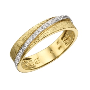 14K Gold Textured Diamond Ring, Diamond Wedding Ring, Elegant Wedding Ring, Dainty Band for Women ,Valentine&#39;s Day Gift