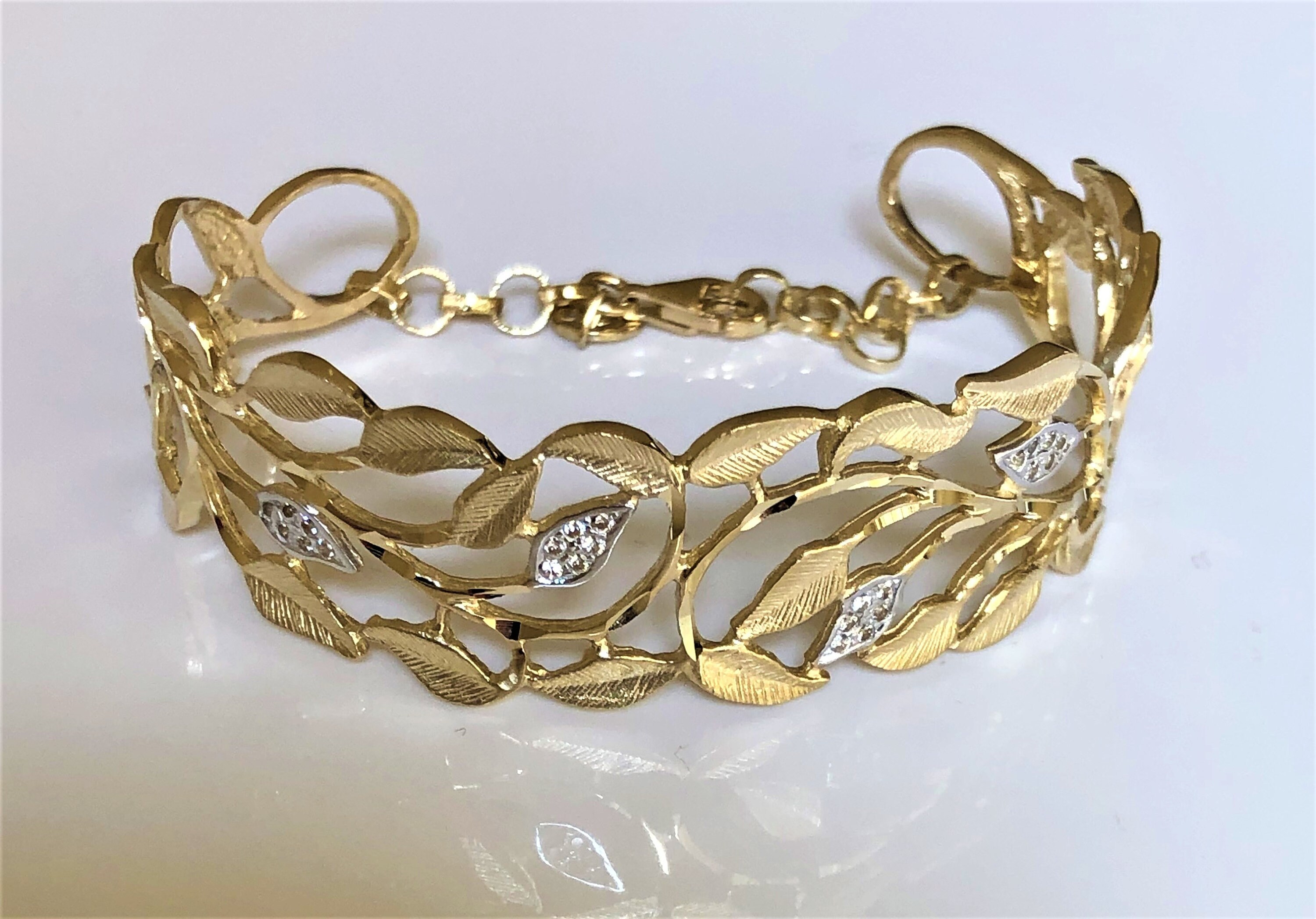 Stainless Steel Leaf Bracelet Gold Women's Personalized Hip Hop Metal  Jewelry | eBay