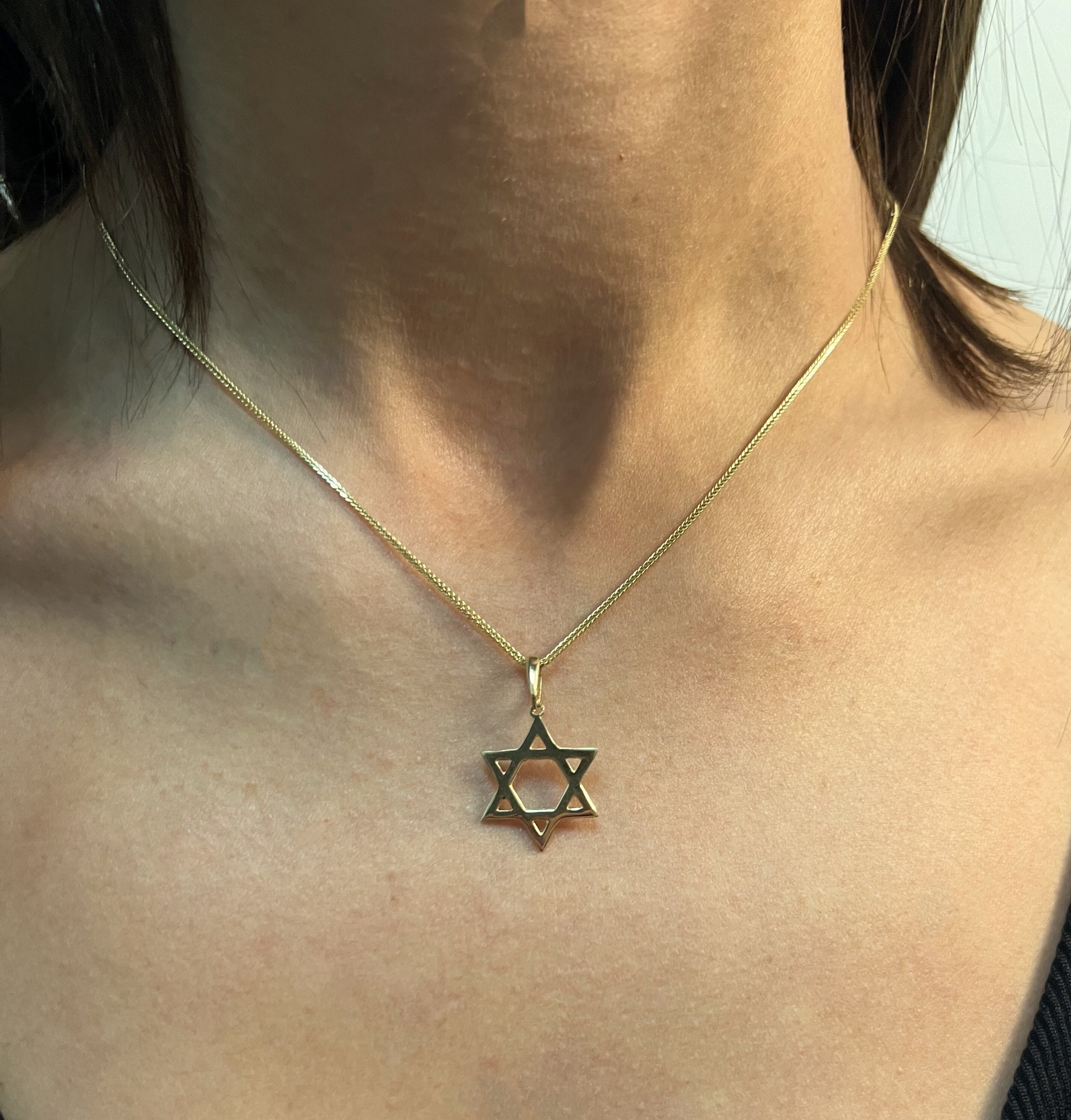 14K Solid Gold Magen David Necklace, Star Of David Pendant, Jewish Star Necklace, Magen David Necklace, Star Of David Charm