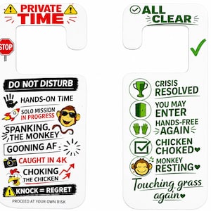 Funny Bedroom Door Hanger Sign – Do Not Disturb-Masturbating Humor – Adult Joke Door Knob Sign – Gag Gift