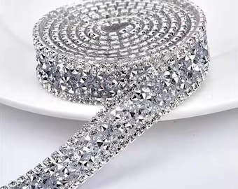 5 Yards of Rhinestone Trim with Crystal Chain Edges - Hotfix