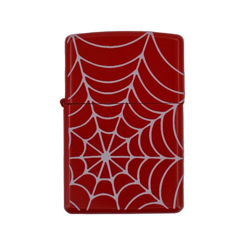 Spider Web Print Metal Oil Lighter – Gothic Web Design Refillable Flip Top Pocket Lighter Bild 8