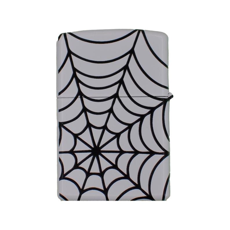 Spider Web Print Metal Oil Lighter – Gothic Web Design Refillable Flip Top Pocket Lighter Bild 7