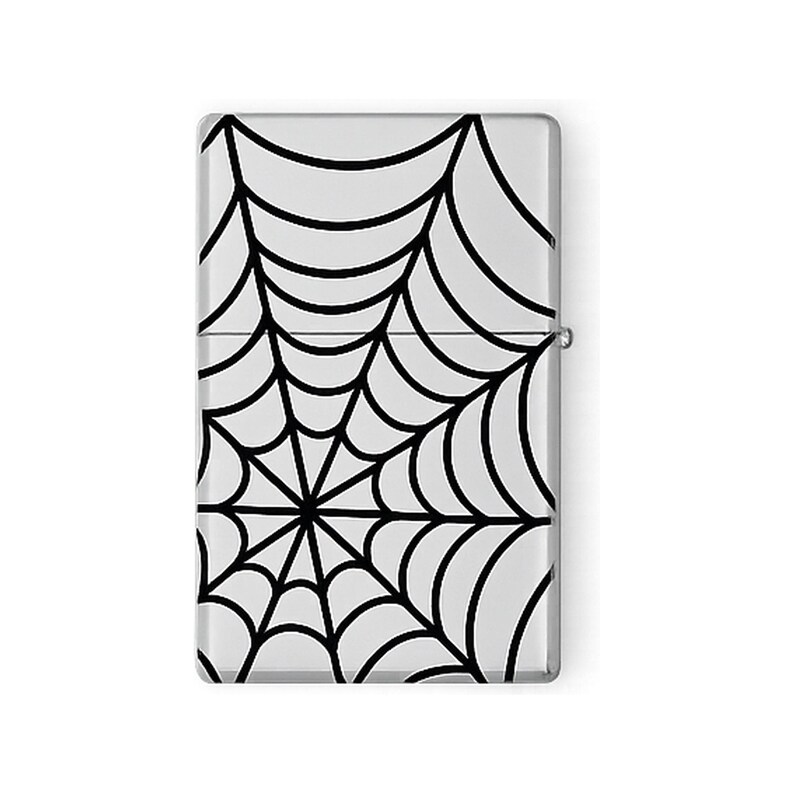 Spider Web Print Metal Oil Lighter – Gothic Web Design Refillable Flip Top Pocket Lighter Bild 6