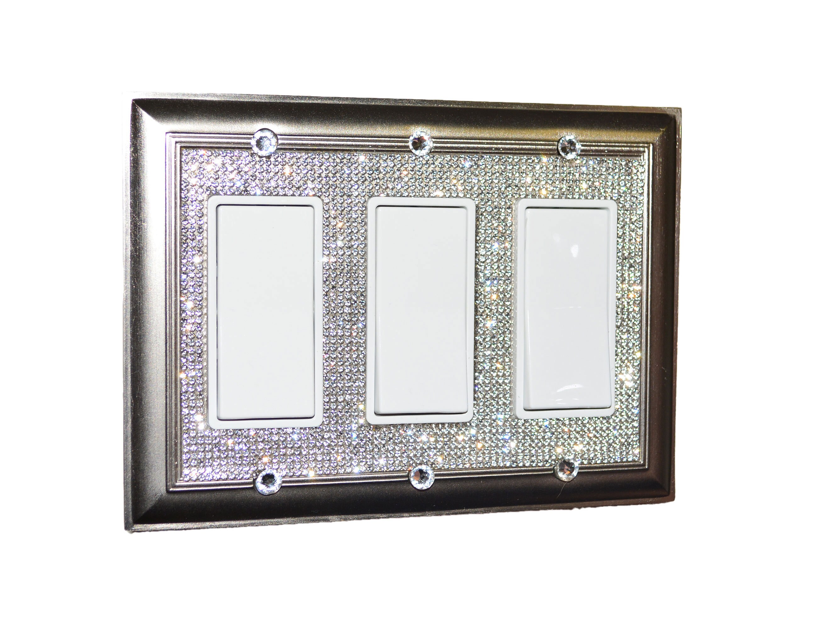 Classy Bling Rhinestone Wall Plate Cover Triple Rocker Etsy