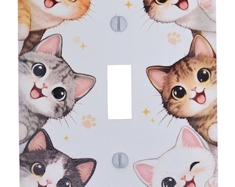 Cute Animal Cat and Mouse Wall Plate Covers  5" x 3.5" Toggle, Rocker, Printed Rocker – Cute & Playful Home Decor, Decorative Wallplates