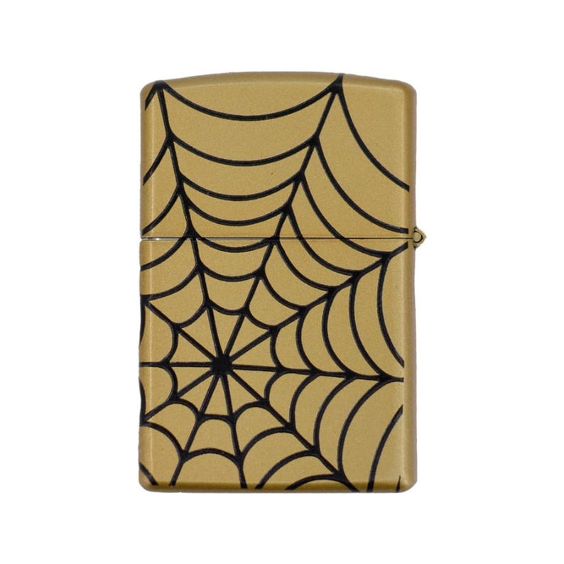 Spider Web Print Metal Oil Lighter – Gothic Web Design Refillable Flip Top Pocket Lighter Bild 4