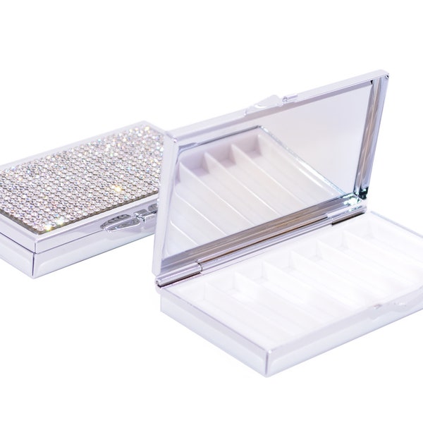 Two (2) Bling 7 Slot Pill Boxes/Bedazzled Pill Container/Glam Pill Case Crystal Rhinestones (Set of 2)