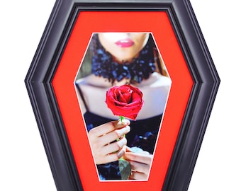 Gothic Coffin Shaped Picture Frame Home Decor 5x7 images, Hanging or Tabletop