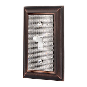 Classy Bling Rhinestone Wall Plate Cover - Distressed Rubbed Bronze