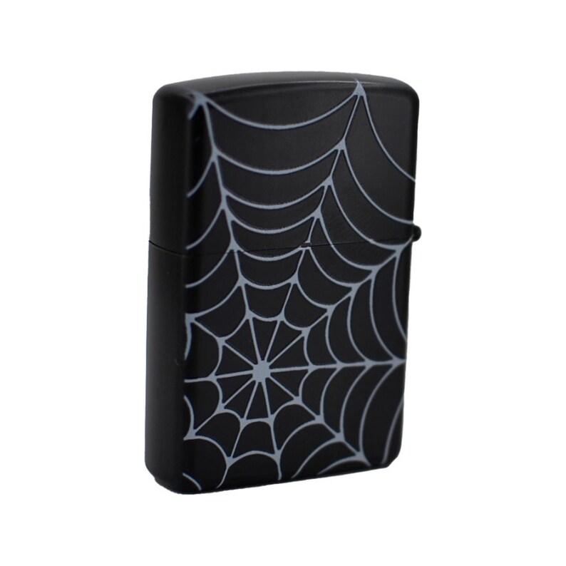 Spider Web Print Metal Oil Lighter – Gothic Web Design Refillable Flip Top Pocket Lighter Bild 2