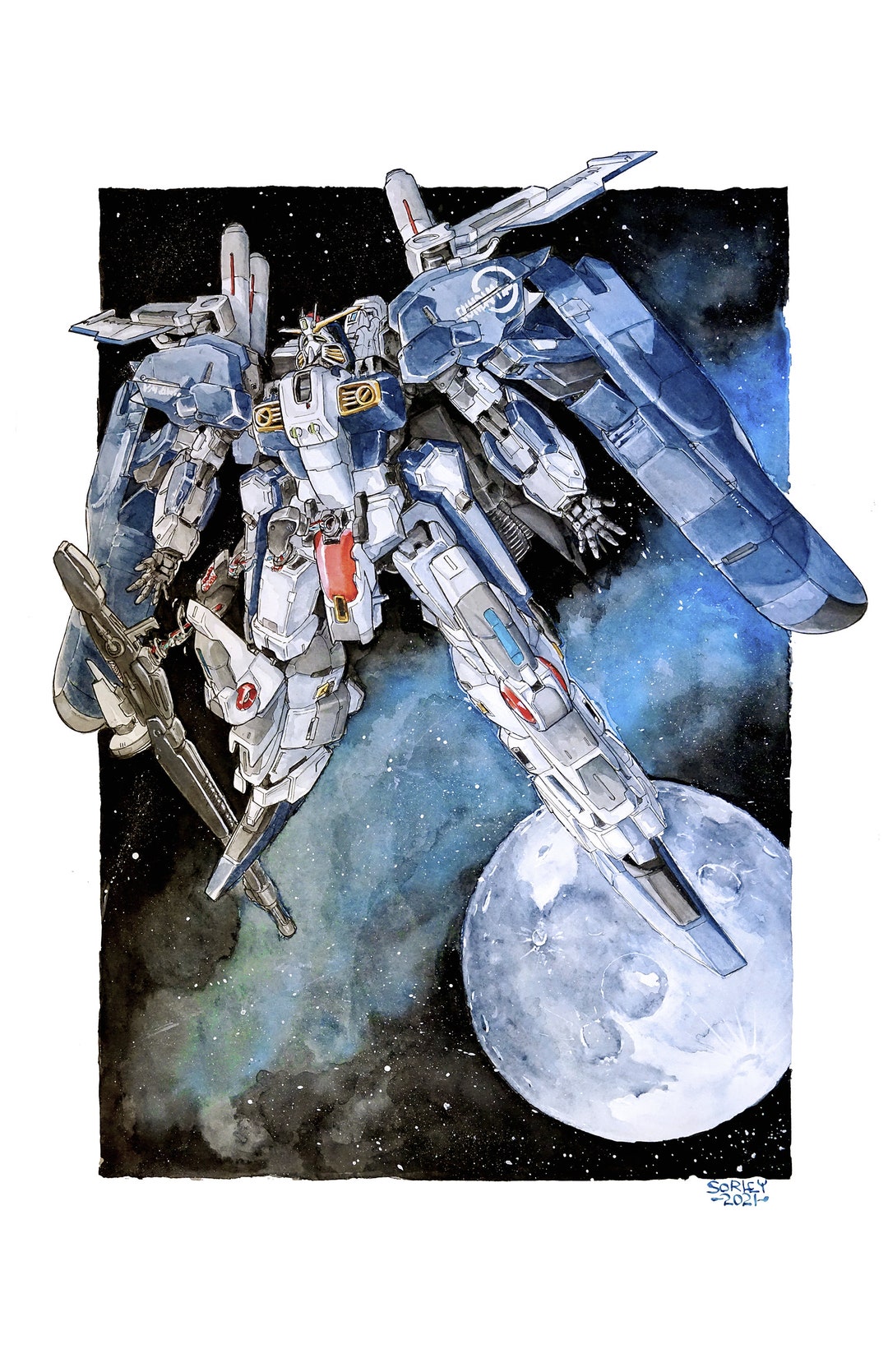 EX-S Gundam (watercolor) Art Print - Etsy