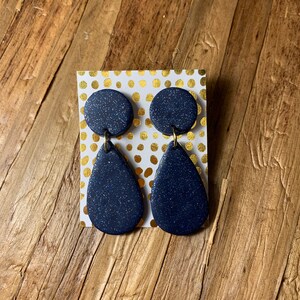 Handmade Polymer Clay Earrings- Blue Sparkle