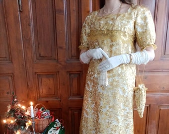 Gold Regency Gown | Bridgerton Dress | Regency Evening Gown | Jane Austen Dress | Sense and Sensibility Dress | Empire Dress