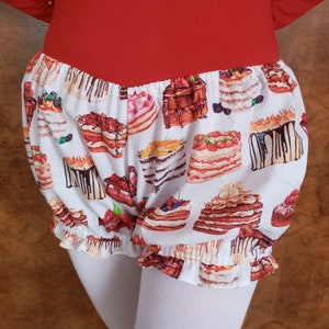 White Cake Bloomers, Lolita Kawaii Jfashion Cloud Print Fairy Kei Pastel Goth Decora