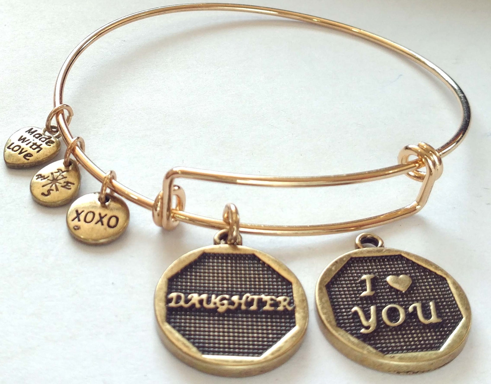 Premium Family Charm Bangle Bracelet Etsy