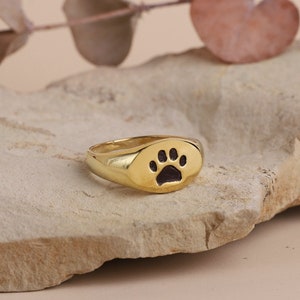 paw print rings Engraved • Your Actual Pet Paw Print Ring • Personalized Fingerprint • Pet Memorial • Sterling Silver, Gold, Rose Gold