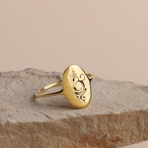 Cute Yoga Symbol Breathe Ring Gold, Sterling Silver Ohm Ring Dainty Spiritual Ring Gifts for Her image 1