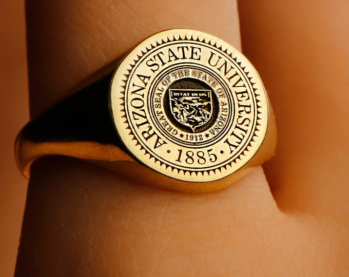 Featured listing image: Custom 14K Gold College Class Ring: Personalized University Jewelry