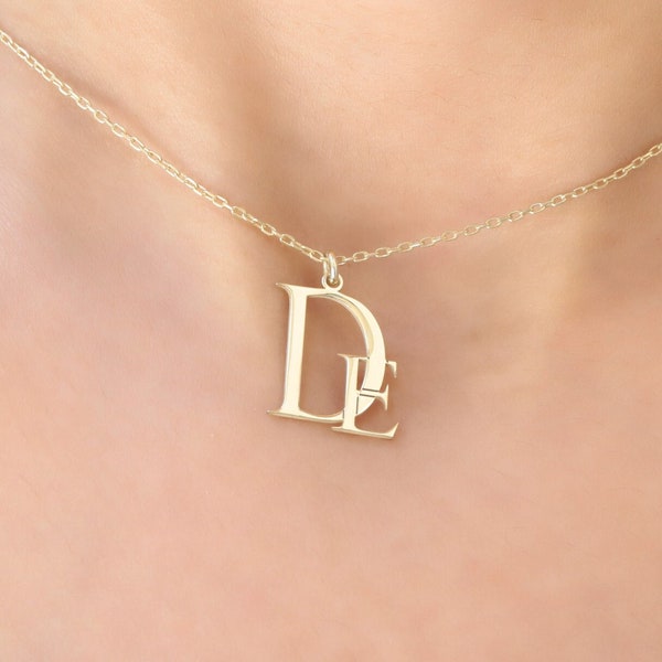 Unique Special Logo Design with Your Initials Charm Necklace comes as Solid Gold, Rose Gold or Sterling Silver by NecklaceDreamWorld