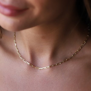 Dainty Layering Link Chain Necklaces Layered Small Paper Clip Necklace Sterling Silver, Gold and Rose Gold Jewelry by NecklaceDreamWorld image 1