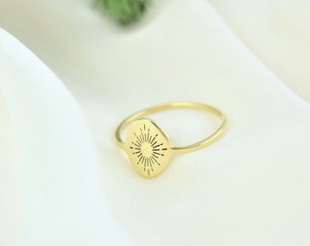 Handmade Sunbeam Ring • The Sun Tarot Jewelry • Dainty Oval Statement Ring • Starburst Ring • Sterling Silver, Gold and Rose Gold