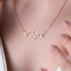 Custom Personalized Dainty Signature Name Necklace, Sterling Silver Handmade Name Jewelry Gold, Rose Gold Name Necklace