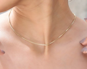 Dainty Layered Necklace Silver, Gold Box Chain Necklace, Silver Box Chain 1mm, Ships Next Day Rose Gold Jewelry by NecklaceDreamWorld