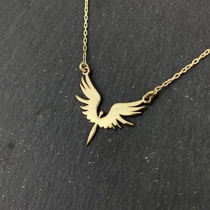 Unique Phoenix Gold Necklace Michael Angel Dainty Necklace Mythologic Simurg Necklace Special Bird Necklace Gift for Her, Him image 6