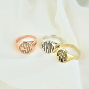 Signet Ring for Men and Women, Gold, Silver and Rose Gold Monogram Jewelry Perfect Gifts for Her and Him image 2