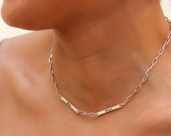 925 Sterling Silver Link Chain Necklace, Paperclip Choker Necklace by NecklaceDreamWorld, Personalized Everyday Layering Chain Necklace