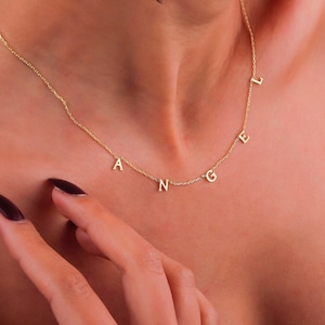 Personalized 14K Gold Filled Initial Necklace: Dainty Spaced Letter Design