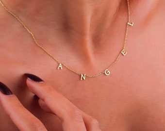 Personalized 14K Gold Filled Initial Necklace: Dainty Spaced Letter Design