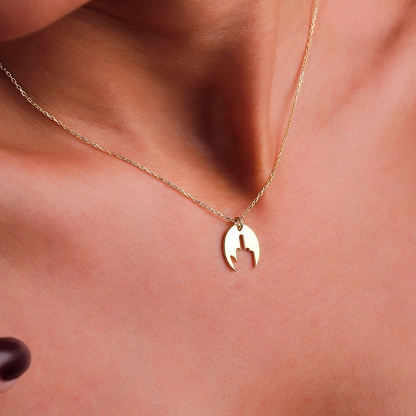 14K Gold Tiny Middle Finger Necklace, Middle Finger Symbol, Fuck You Charm, Fuck Pendant, Funny Jewelry, Hand Necklace,