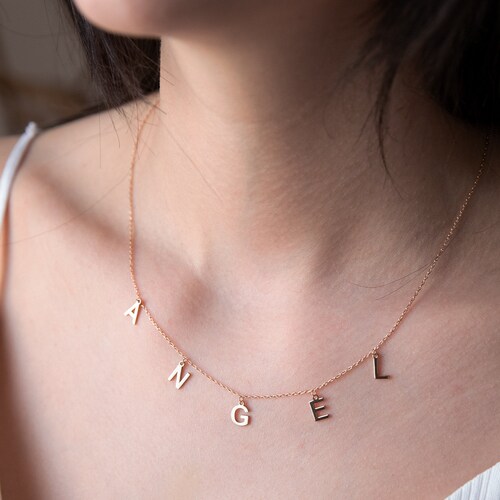 Handmade Initials Name Necklace Gold 