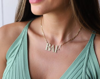 Initial Necklace Gold with Link Chain • Custom Big Letter Silver Necklace • Memorial Minimalist Jewelry