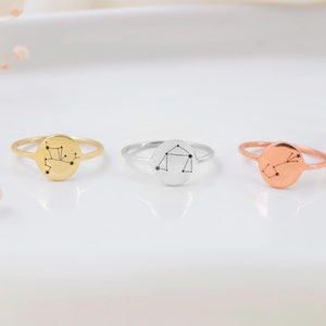 Bague constellation faite main • Chevalière étoile • Cadeau pour elle • Bijoux personnalisés • Argent, or et or rose • Bague zodiaque personnalisée
