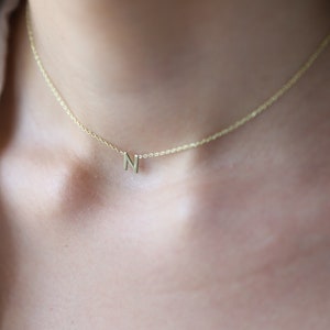 14K Solid Gold Choker Initial Necklace Personalized Custom Letter Necklace for Women Real Gold Dainty Birthday Gifts for Her image 3