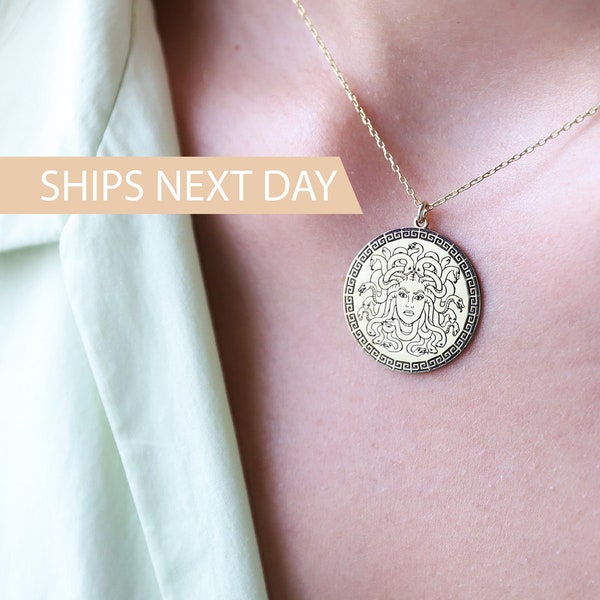 Medusa Mythology Necklace  | Greek Gods Jewelry | Greek Mythology Necklace | Medusa Coin Pendant | Boho Medallion Charm, Persephone necklace