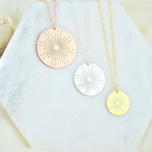 Sunshine Necklace Sunbeam Necklace Large Sun Necklace The Sun Tarot Jewelry Minimalist Starburst Inspirational Daughter, Mom Gift image 4