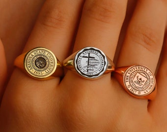 Custom College Class Ring in 8K 10K 14K Solid Gold • School Ring • Graduation Gift • Personalized University Ring • High School Class Ring