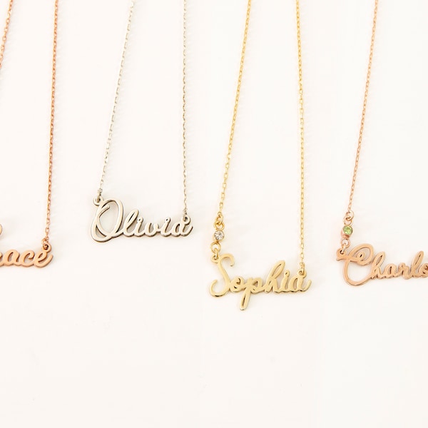 Personalized Name Necklace Sterling Silver • Dainty Custom Name Necklace • Handmade Jewelry • Gift for Her, Him