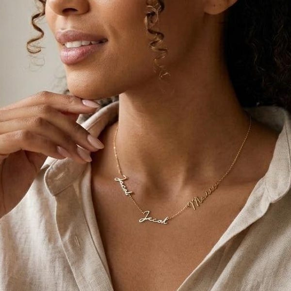 Personalized Sterling Silver Multiple Name Necklace: Family Jewelry