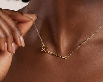 Personalized Sterling Silver Name Necklace: Custom 14K Gold Option