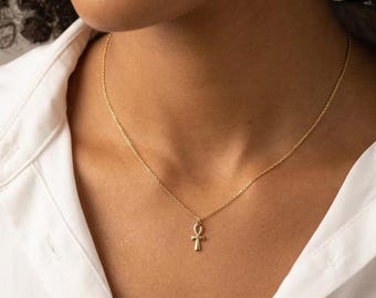 Sterling Silver Ankh Necklace: Egyptian Symbol of Life Pendant