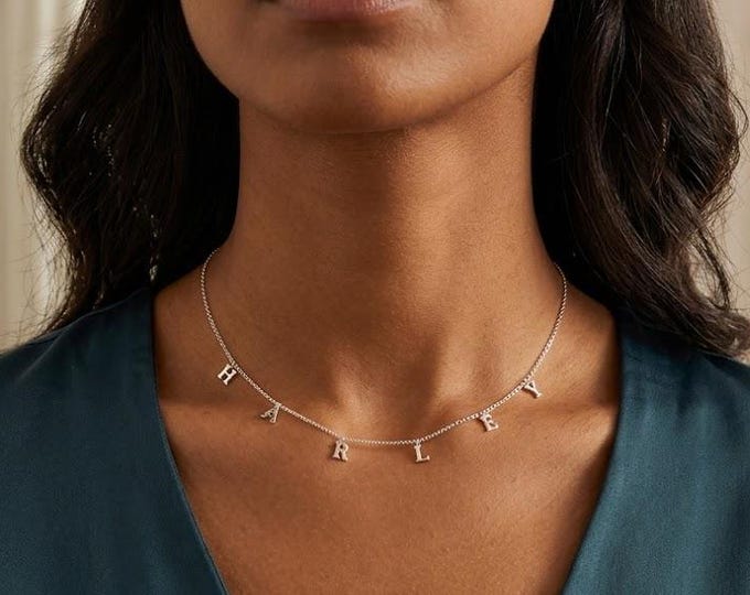 Featured listing image: Personalized 14K Gold Filled Initial Necklace: Dainty Spaced Letter Design