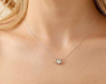 3D Spider Web Necklace: Sterling Silver Halloween Jewelry